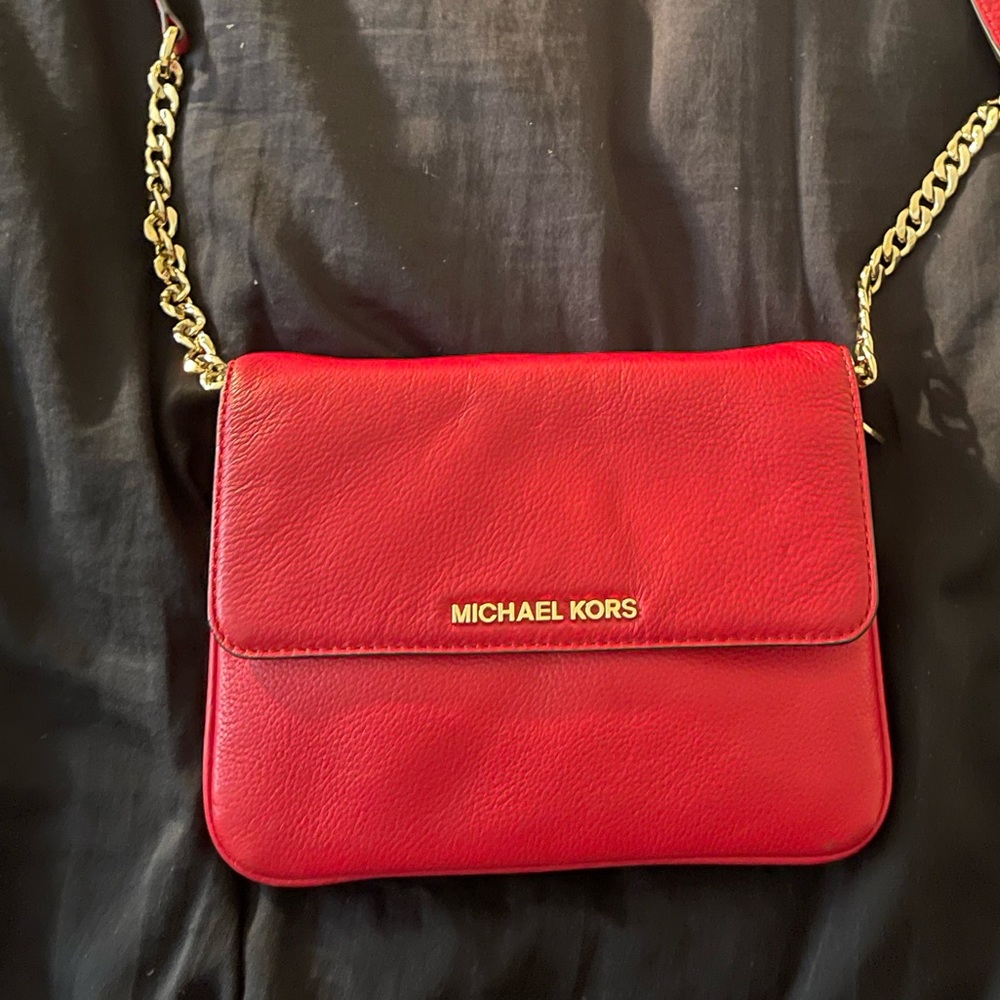 Red leather Michael Kors Crossbody